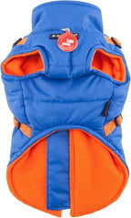 Puppia Mountaineer Winter Dog Coat with integrated harness No Pull Cold Weather Waterproof Warm Fleece Back Zipper for Small & Medium Dog, ROYAL BLUE, Small