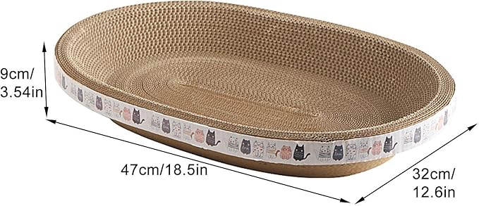 Cat Scratcher, High-Density Oval-Shaped Scratching Board, Water-Resistant and Durable Cardboard, Suitable for Medium to Large Breeds, Provides Firm and Cozy Resting Place