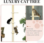 Floor-to-Ceiling Cat Tree, 4-Tier, 18.5x13.5x102.3 Inches, All Breed Sizes, Climbing and Cuddling, Fabric and Particle Board, Floor Mount