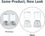Amazon Basics Automatic Pet Water Dispenser and Gravity Food Feeder Set for Cat and Dog, Easy to Clean, 6-Pound Food Capacity, 1-Gallon, Small, Gray, Pack of 2
