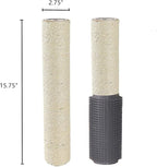 2-Pack Cat Tree Tower Replacement Parts Post 15.7" L,Ø 2.75" Pole with Self Groomer and Massager, DIY Cat Scratching Post