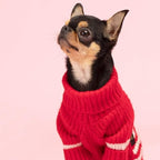 Fitwarm Valentines Dog Sweater, Thermal Turtleneck Pet Coat, Dog Winter Clothes for Small Dogs Boy Girl, Cat Apparel, Red, Small