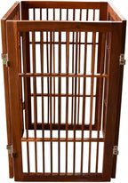 Urnporium Pet Dog Gate Freestanding, Strong Durable Folding Wooden Fence, Portable Acacia Hardwood Safety Barrier for Indoor & Outdoor Use (Brown Pet Gate, 4 Panel 30" Tall)