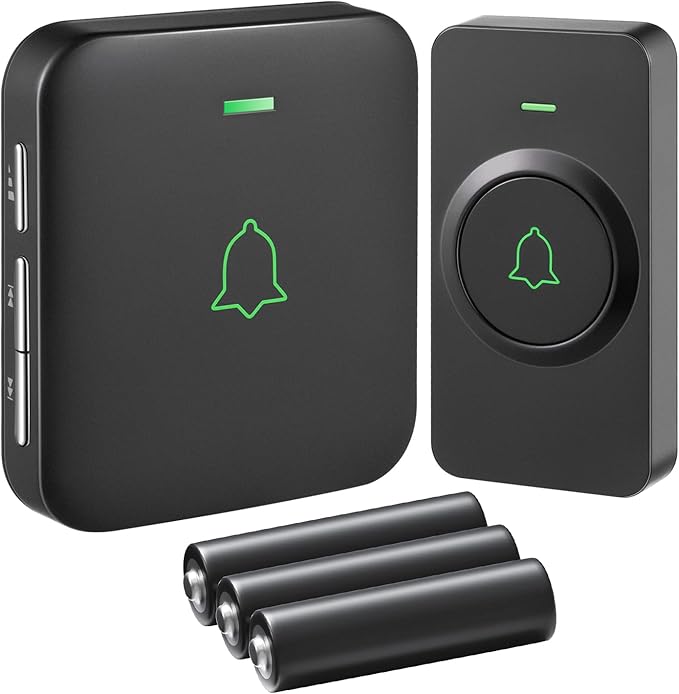 AVANTEK Wireless Door Bell, BA-11 Waterproof Battery Operated Doorbell Chime Operating at 1000 Feet, Portable Door Chime kit with 52 Melodies, 5 Volume Levels, and CD Quality Sound