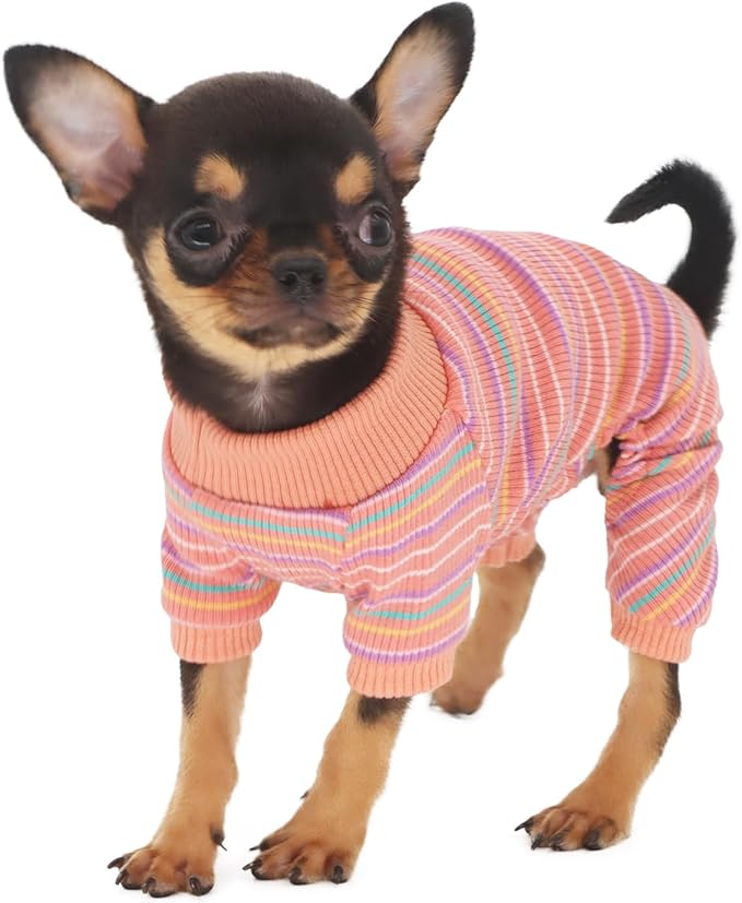 LOPHIPETS Dog Pajama Onesie for Small Teacup Chihuahua Yorkie Puppy Cat Clothes Apparel-Pink/XS