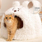 Cat Bed for Indoor Cats Large Cat Bed Cave Durable Cat Tent Bed with Removable Washable Cushion for Pet Cats and Dogs (Bear Style, M (18.9 X 18.9 X 16.9 Inch))