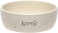 Pearhead Ceramic Dog Bowl – “Woof” Speckled Pet Food & Water Dish, Durable Stoneware, Non-Slip Heavy Base, 20 oz, Medium