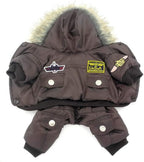ZUNEA Padded Waterproof Small Dog Winter Jumpsuit Pet Puppy Jacket Coat Fleece Warm Snowsuit Airman Chihuahua Yorkie Outfits Clothes Apparel Brown XS