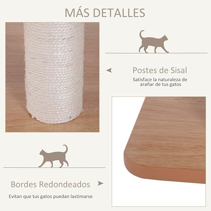 PawHut Wooden Cat Tree 71.5 x 49.5 x 120 cm Cat Tower with Cave Platforms Sisal Scratching Posts Soft Plush Cushions and Natural Hanging Balls