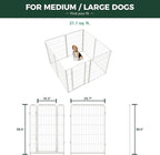 FXW Homeplus Unleashed Indoor Dog Playpen - Stress-Free and Safe Play, Heavy Duty 40 Inch 8 Panels with Fence-to-Wall Anchor (Pack of 4) for Medium and Large Dogs, White│Patented