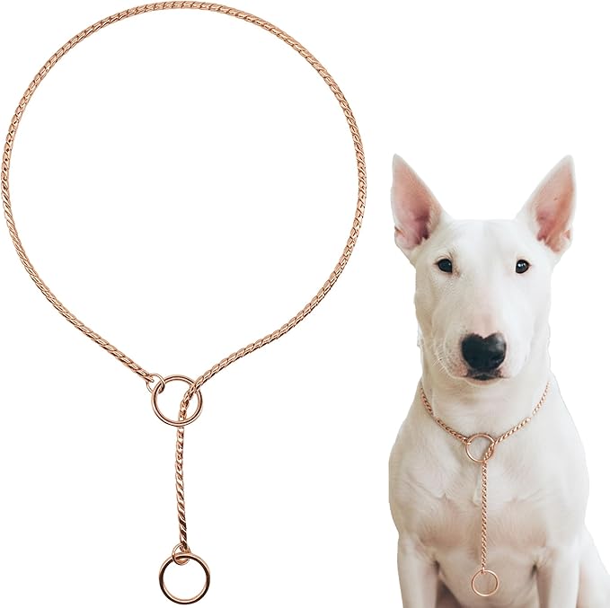 Dog P Snake Chain Chrome Plated Metal Dog Training Choke/Collar-Fully Guaranteed Against Rust Tarnish or Breakage-Recommended for Professional Training (Rose Gold, 5mm * 18")