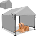 4x4 FT X-Large Outdoor Dog House for Large Dogs, Heavy Duty Weatherproof Dog Kennel with Upgraded Doors, Dog Tent for Outside Shelter, Waterproof Canopy Pet House for Small Animals, Grey