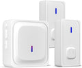 BN-LINK Wireless Doorbell with 2 Buttons, Mini Waterproof Door Bell Easy Installation, 1000Ft Range, Adjustable Volume & 58 Chimes, LED Flash, Perfect for Homes, Offices, Apartments (White)