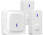 BN-LINK Wireless Doorbell with 2 Buttons, Mini Waterproof Door Bell Easy Installation, 1000Ft Range, Adjustable Volume & 58 Chimes, LED Flash, Perfect for Homes, Offices, Apartments (White)