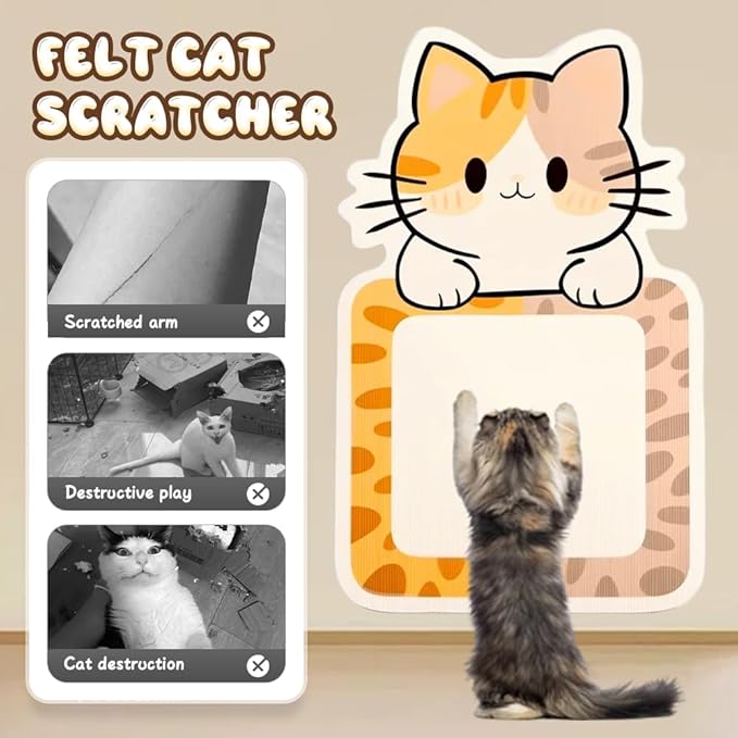 Cat Scratcher Wall Mounted Scratch Pad, 31x19 inch New Wall Mounted Self-Adhesive Cat Scratching Board, Wall Scratchers for Indoor Cats, with Adhesive Backing for Wall/Door/Sofa/Glass/Bed (D)