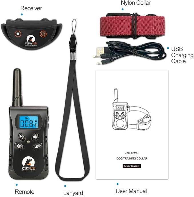 PaiPaitek No Shock Dog Training Collar with Remote, Lightest Vibration Collar for Small Dogs 5-15lbs & Medium Large Dogs, Rechargeable, Waterproof, 1600ft Range, No Prongs