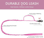 DAGANXI Tactical Dog Collar, Adjustable Military Training Nylon Dog Collar with Control Handle and Heavy Metal Buckle for Medium and Large Dogs, with Patches and Airtags Case (M, Pink-Set)
