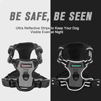 BARKBAY No Pull Dog Harness Front Clip Heavy Duty Reflective Easy Control Handle for Large Dog Walking(Flint Gray,L)