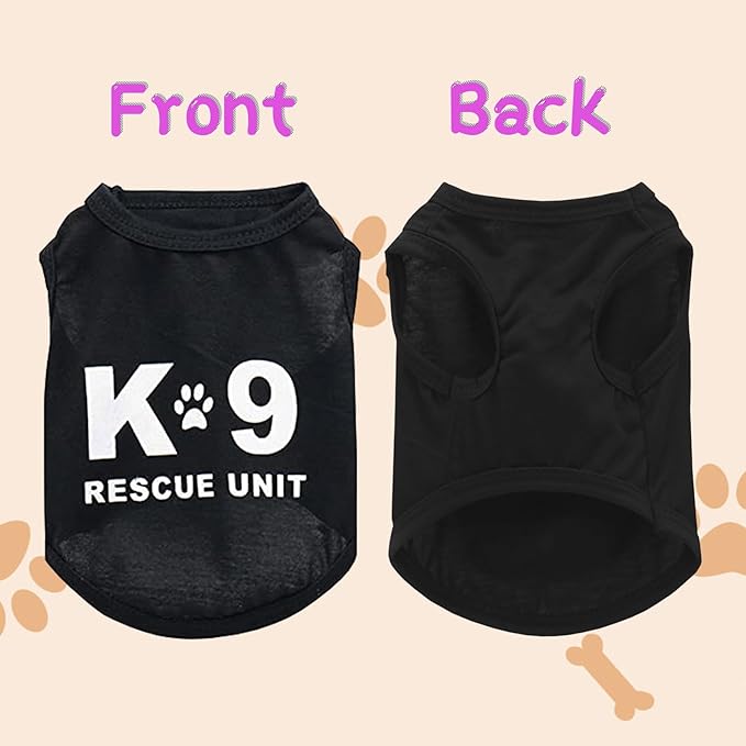 2Pack Dog Security Costume Cotton Dog Shirt for Small Dog Boy Pet Clothes K9/Security Puppy Black Vest T-Shirts Cat Top Tee Breathable Stretchy (Medium)
