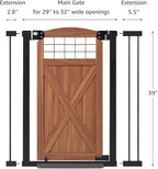 beeNbkks Barn Door Dog Gate, Anti-Kick Pet Gate with Walk Through Door, Modern Farmhouse Puppy Gate, Pressure Mounted Safety Dog Gate for Doorways Stairs House, for 29" to 40" Wide Openings, 39" Tall