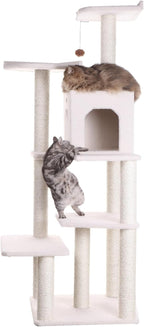 Maykoosh Cat Tree Tower 68" Six Levels Condo & Perches - Ivory