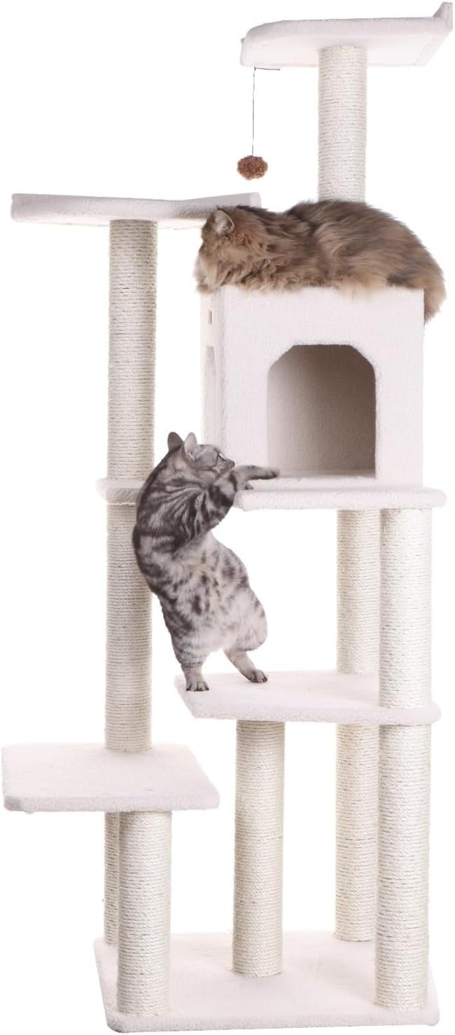 Maykoosh Cat Tree Tower 68" Six Levels Condo & Perches - Ivory