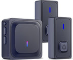 BN-LINK Wireless Doorbell with 2 Buttons, Mini Waterproof Door Bell Easy Installation, 1000Ft Range, Adjustable Volume & 58 Chimes, LED Flash, Perfect for Homes, Offices, Apartments (Black)