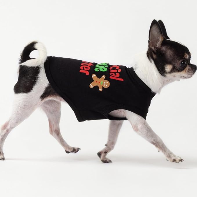 Fitwarm Official Cookie Tester Funny Dog Shirt, Christmas Dog Clothes for Small Dogs Boy Girl, Holiday Doggy Tshirt, Pet Outfit, Gingerbread, Black, Red, Green, XS