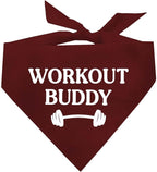 Workout Buddy Dog Bandana | 100% Cotton Adjustable Triangle | Made in USA | Workout | Sports | Gym | Dark Red, One Size (1095)