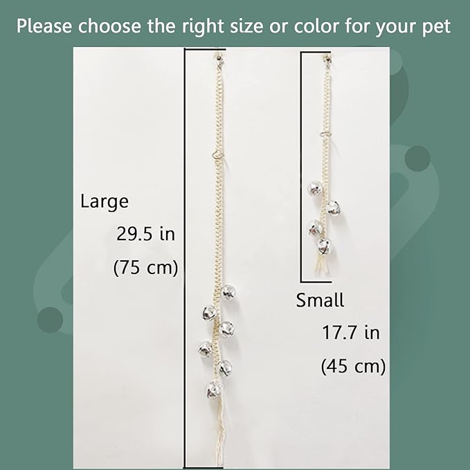 Dog Hanging Doorbells| 6 Extra Loud Dog Potty Training Bells| Adjustable Durable Braided Rope Door Bell for Dogs to Ring to Go Outside(Silver, Large)