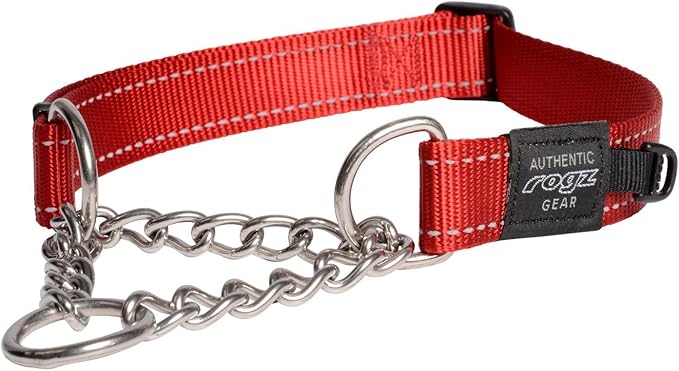 Reflective Nylon Choke Collar; Slip Show Obedience Training Gentle Choker for Extra Large Dogs, Red