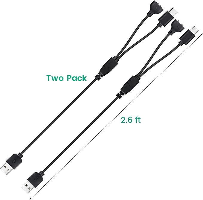 2-Pack Charger Replacement for Delupet Dog Training Collar, Magnetic Charging Cable for Yawpet Shock Collar, Black