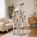 Cat Tree, 72in Indoor Cactus Cat Tree with Transparent Capsule, Sisal Scratching Posts, Plush Perches and Interactive Toys for Kittens and Large Cats, Gray