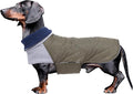 Geyecete Dachshund Coat,Dachshund Winter Coat,Warm Waterproof Windproof, High Neckine String Holes Miniature Dachshund Jacket for Small Dog-Green-L