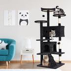 Dkeli Cat Tree for Indoor Cats Condo Tower with Scratching Post Tease Ball Perches Platform Small and Medium 54 Inch Multi-Level, Dark Gray