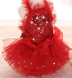 Fashion Sweet Puppy Dog Blingbling Princess Skirt Pet Dog Lace Cake Camisole Tutu Dress Red Small