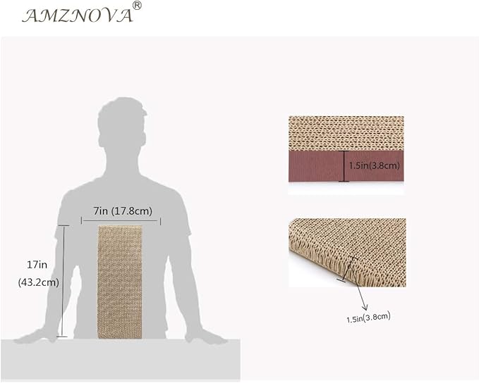 AMZNOVA Cat Scratcher Rescratch Cat Scratching Board, Scratching Pad with Catnip for Indoor, Flat Cardboard Scratcher Scratch Board for Kitten, Narrow, Wood Floor Print