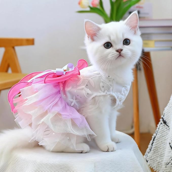 ANIAC Fancy Small Dog Dress, Bow Knot Girl Puppy Clothes, Cat Princess Dress, Spring Dog Clothes Female, Formal Pet Pary Outfit for Wedding Birthday Valentines (Red Bow, Medium)