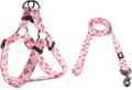 QQPETS Dog Harness Leash Set Adjustable Heavy Duty No Pull Halter Harnesses for Small Medium Large Breed Dogs Back Clip Anti-Twist Perfect for Walking (M(19"-26" Chest Girth), Sakura Pink)