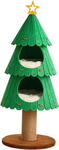 Christmas Cat Tree for Indoor Cats with 2 Condos, Holiday Cat Activity Center with Sisal Scratcher, 40cmx109cm (15.75x42.91 inch)