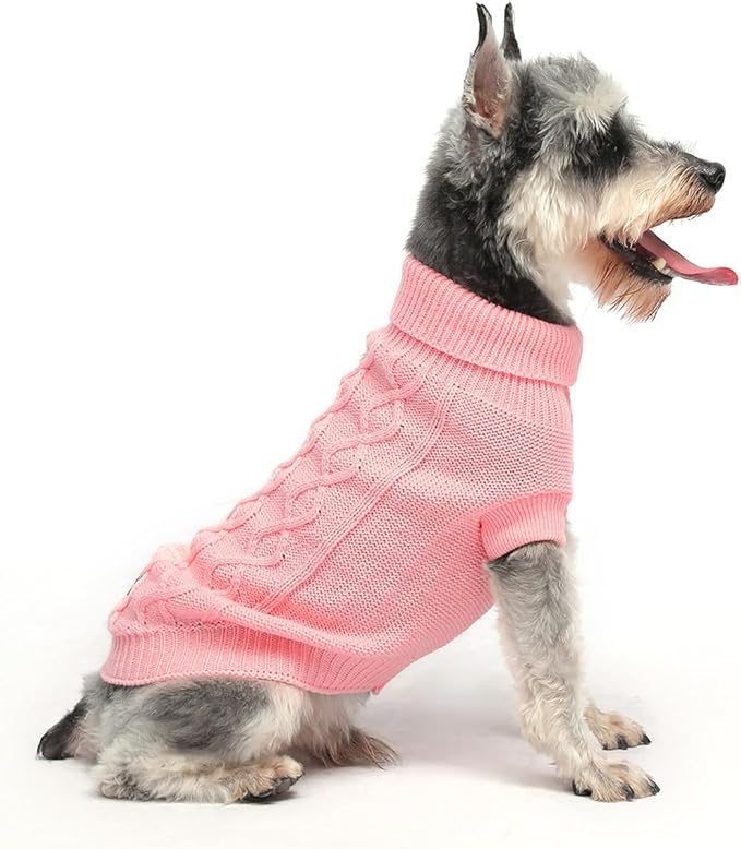 Small Dog Sweater, Soft Knit Pet Clothes for Spring Transition, Lightweight Puppy Outfit for Chihuahua, Yorkie, Extra Small Dogs; Stylish Doggy Apparel for Morning Walks (Pink, XS)