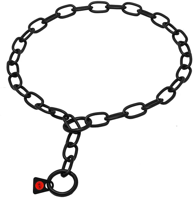 Herm Sprenger Black Stainless Steel Short Link Fur Saver Dog Training Collar No-Pull Slip Chain for Small Medium Large Dogs for Easy Control Made in Germany