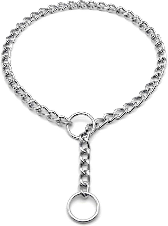 Herm Sprenger Chrome Plated Steel Dog Collar with Short Flat Links Choke Chain Two O-Rings for Small Medium Large Dogs Professional Training Collar Correction Slip Chain Made in Germany (16in (40cm))