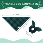 E-Clover St Patricks Day Dog Bandanas & Matching Scrunchie Set Plaid Dog Bibs Scarf Boy Triangle Kerchief Bandana for Small Dogs Puppy Birthday Gifts Pet Owner Mom Green Spring