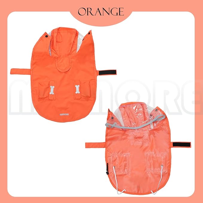 Dog Raincoat,Waterproof Rain Poncho with Hoodie, High Reflective Adjustable Pet Rain Jacket with Leash Hole for Small Medium and Large Dogs (Orange, X-Small: 4-9lbs)