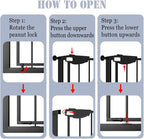 DEARBB Triple Lock Baby Gate for Stairs Doorways and House 31" to 86" Extra Wide Pressure Mounted Easy Walk Through Auto Close Safety Pet Gate Black 67.32-76.77"