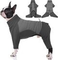 BRKURLEG Full Body Dog Winter Coat Warm Fleece Pullover Pajamas, Four Legs Covered Windproof Dog Jacket for Small to Large Dogs, Turtleneck Dogs Snowsuit, Pet Cold Weather Clothes, Grey S