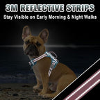 BARKBAY No Pull Dog Harness Large Reflective Dog Harness with Front Clip and Easy Control Handle for Walking Training Running with ID tag Pocket(Baby Blue & Baby Pink,XS)