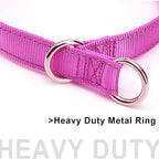 Reflective Slip Dog Collar, Loop Dog Collar for 44-75 lbs Dogs Nylon Collars with Soft Padded for Pet Training in Purple 22", Wide 1"
