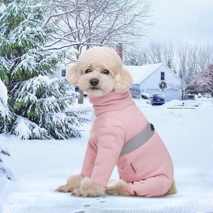 Polar Fleece Dog Coats for Small Medium Dogs, Winter Jacket Sweater Vest Bodysuit, Four-Legged Warm Clothes Pajamas